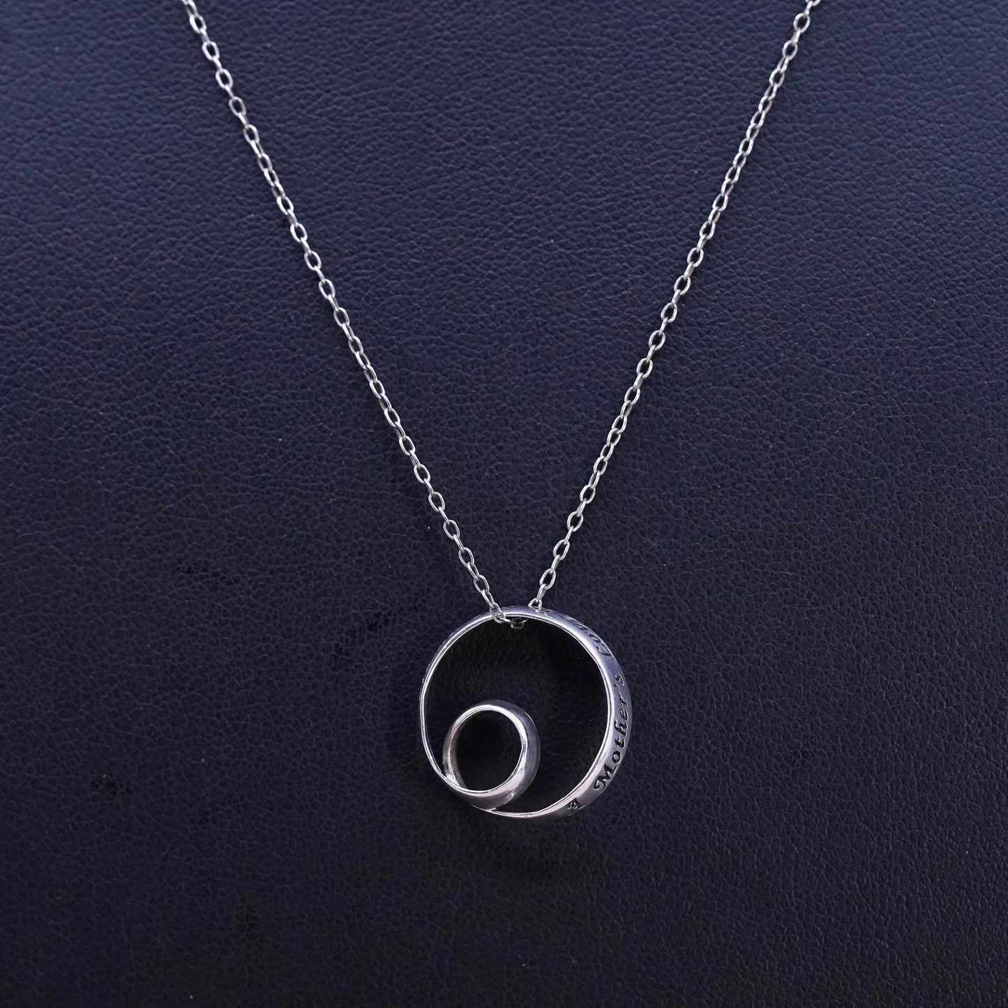 19", vintage Sterling silver necklace, 925 circle chain infinity loop pendant