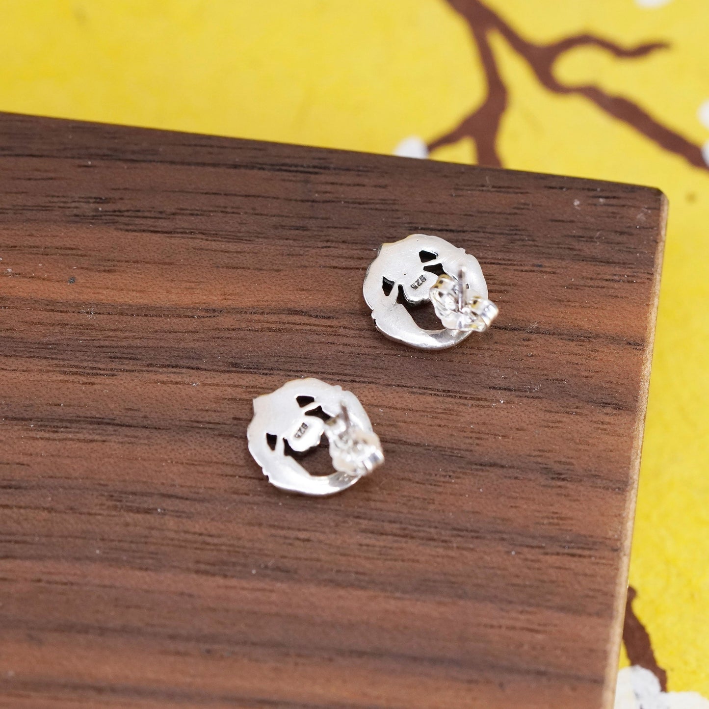 Vintage Sterling silver handmade earrings, 925 heart claddagh studs