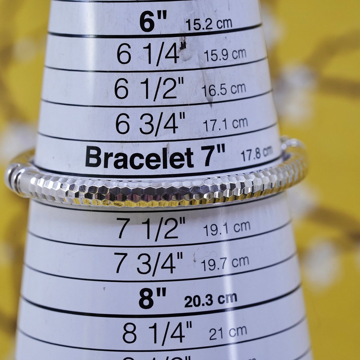 7.25”, modernist Sterling silver bracelet, 925 silver bangle w/ hammers texture