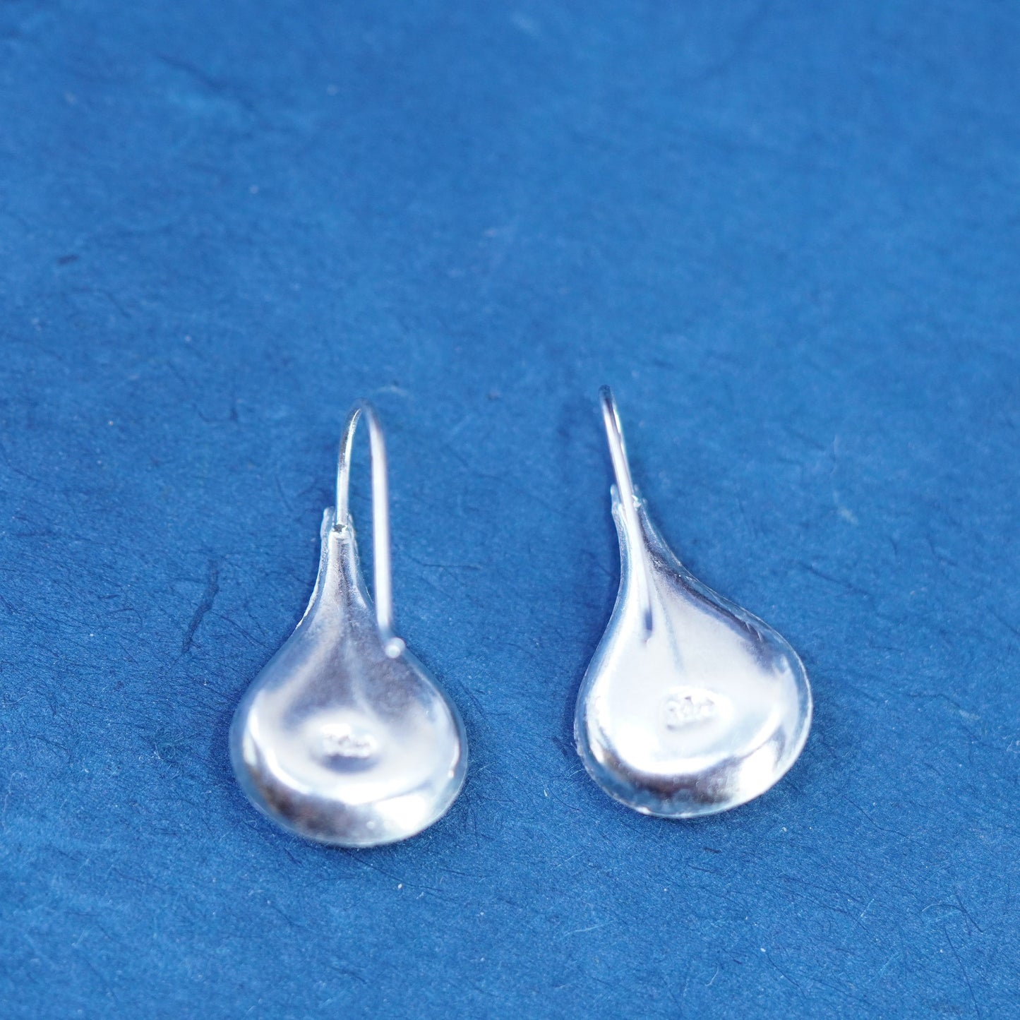 Vintage sterling 925 silver handmade teardrop earrings with cluster Cz