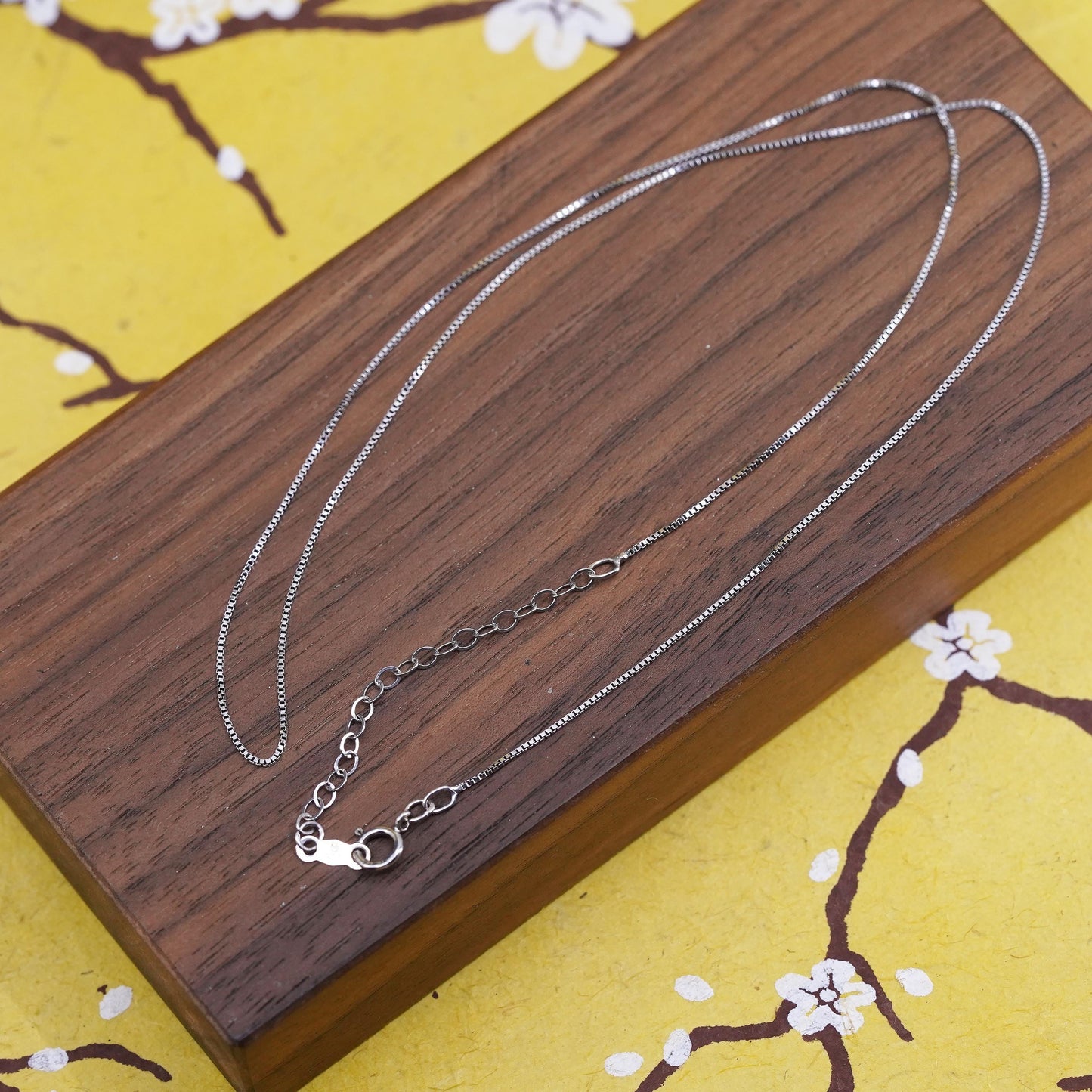 18+2", 1mm, vintage Sterling silver necklace, 925 box chain