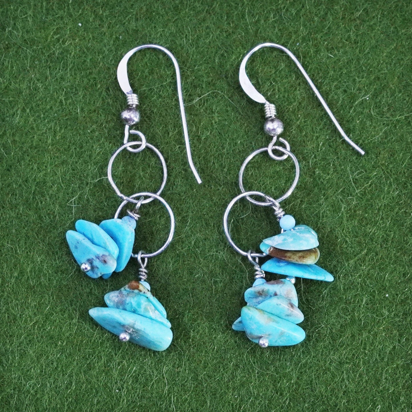 Vintage Sterling silver 925 handmade earrings with turquoise beads