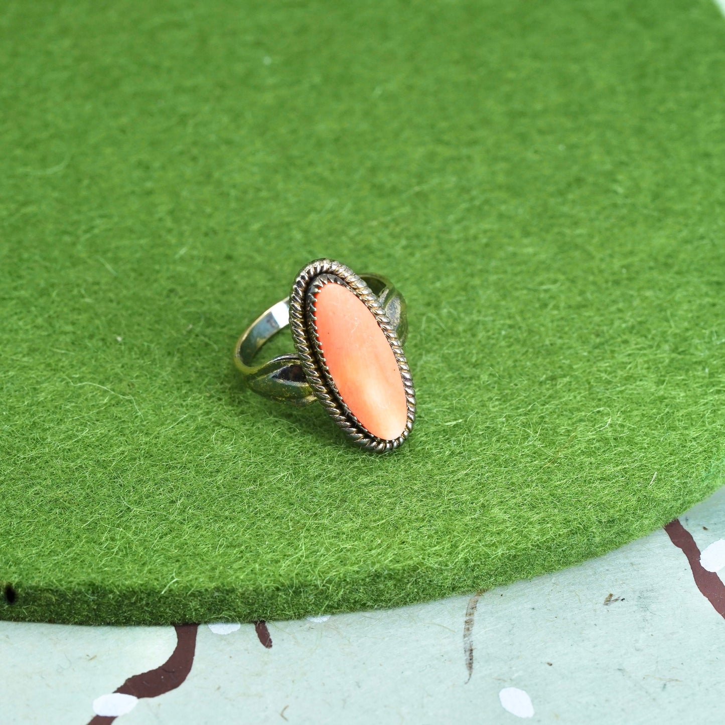Size 5, 1930s Sterling 925 Silver JP Pacific Jewelry Company orange stone Ring