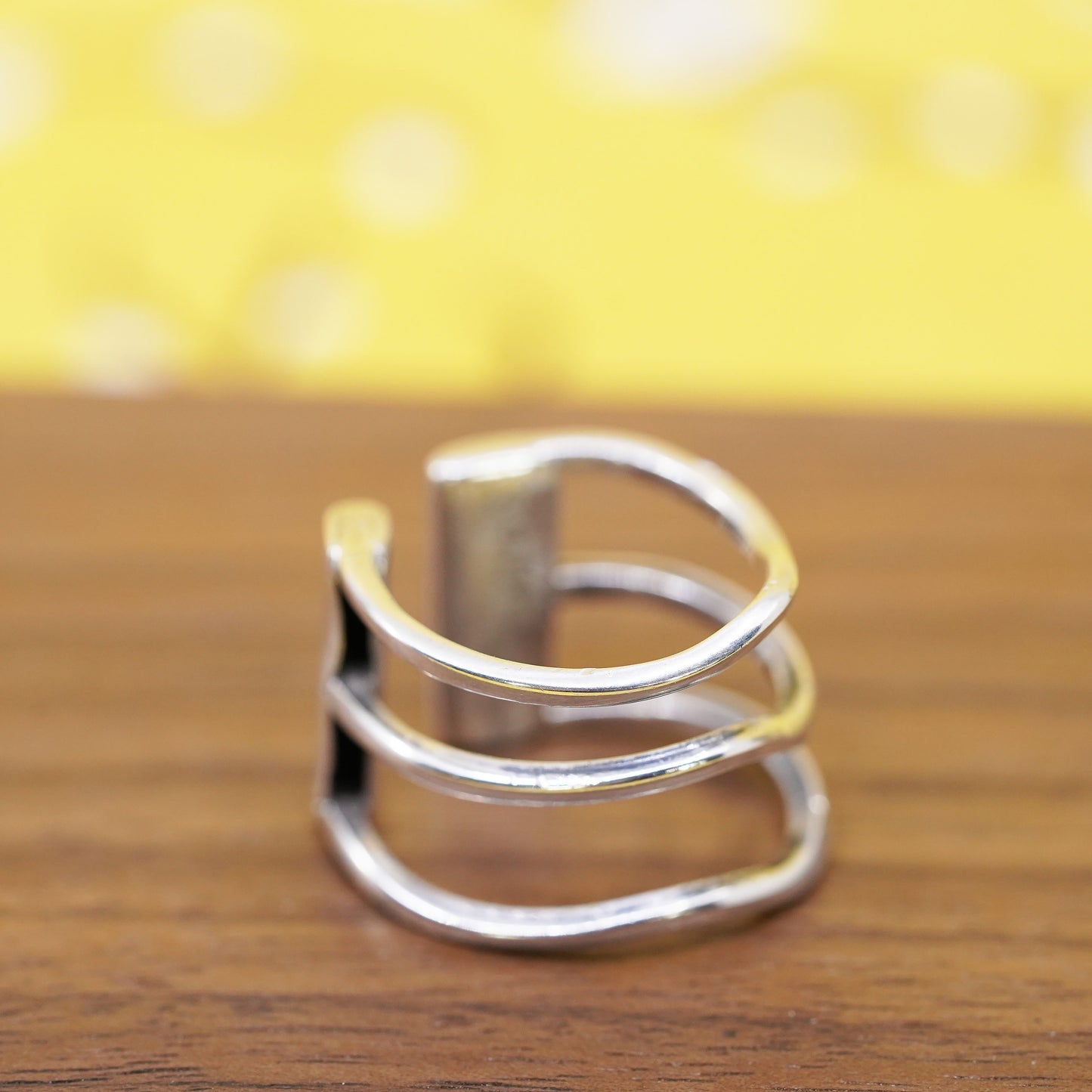 Size adjustable, vintage Sterling silver handmade ring, 925 band, open end