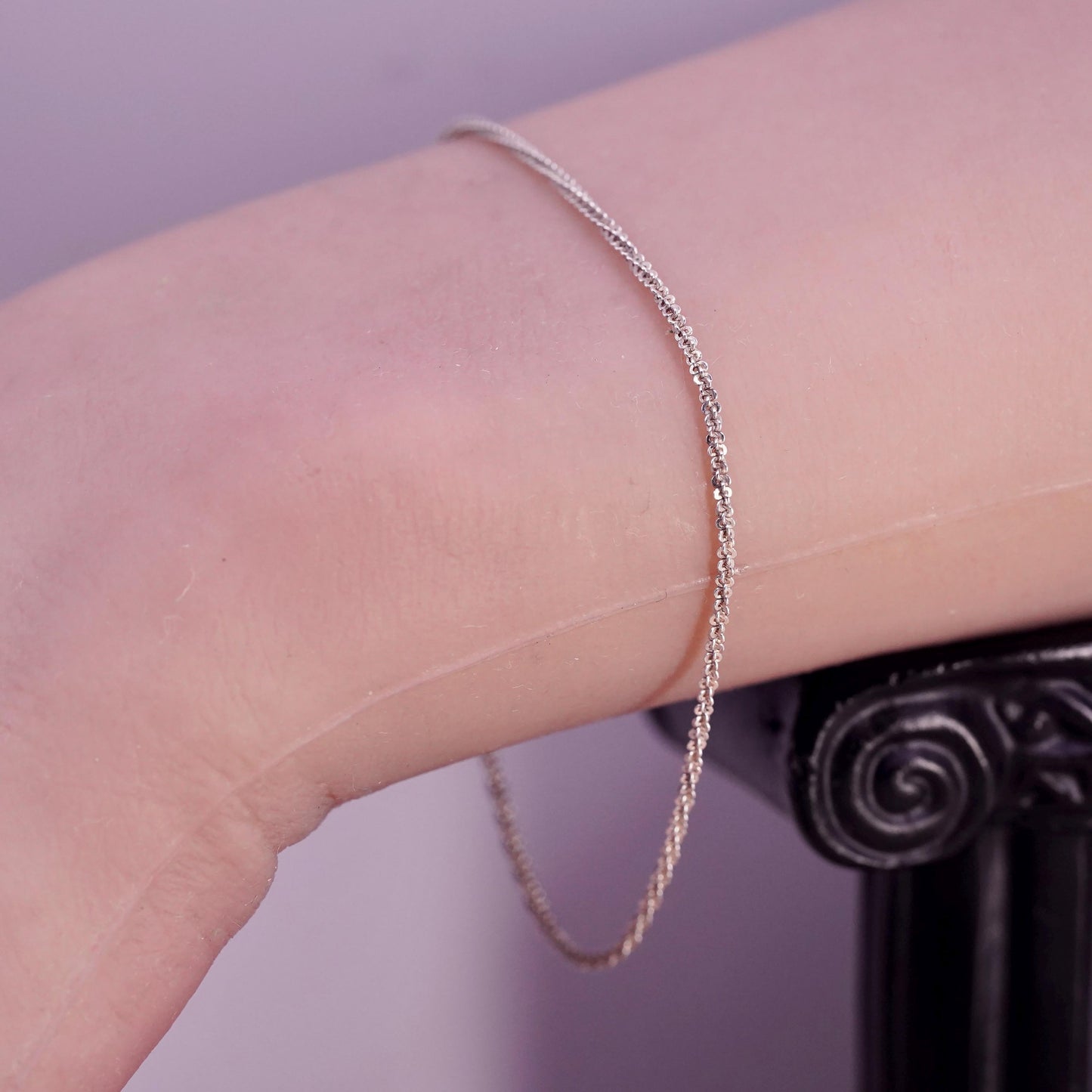 7" 1.6mm, vintage Sterling silver handmade bracelet, 925 twisted link chain