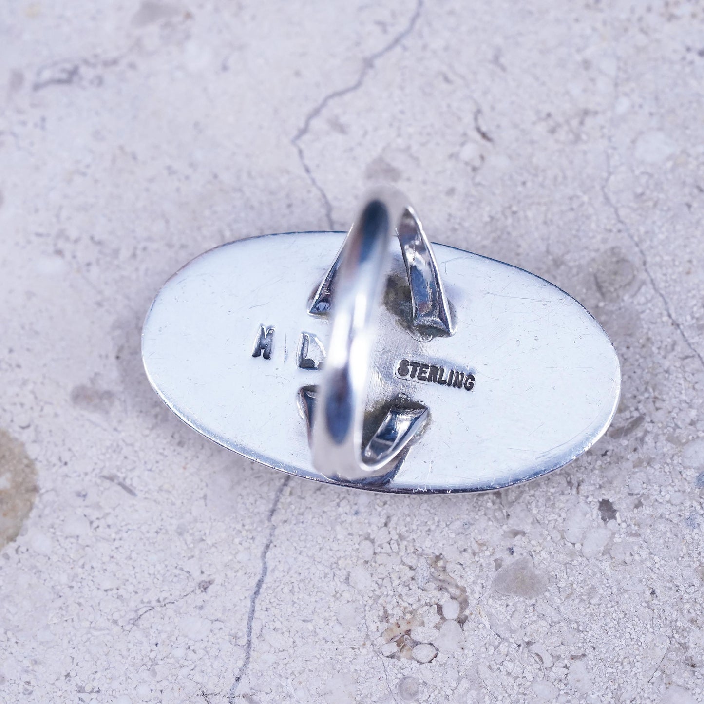 Size 7.5, VTG Navajo Margaret Lee ML Sterling 925 silver ring, Native American