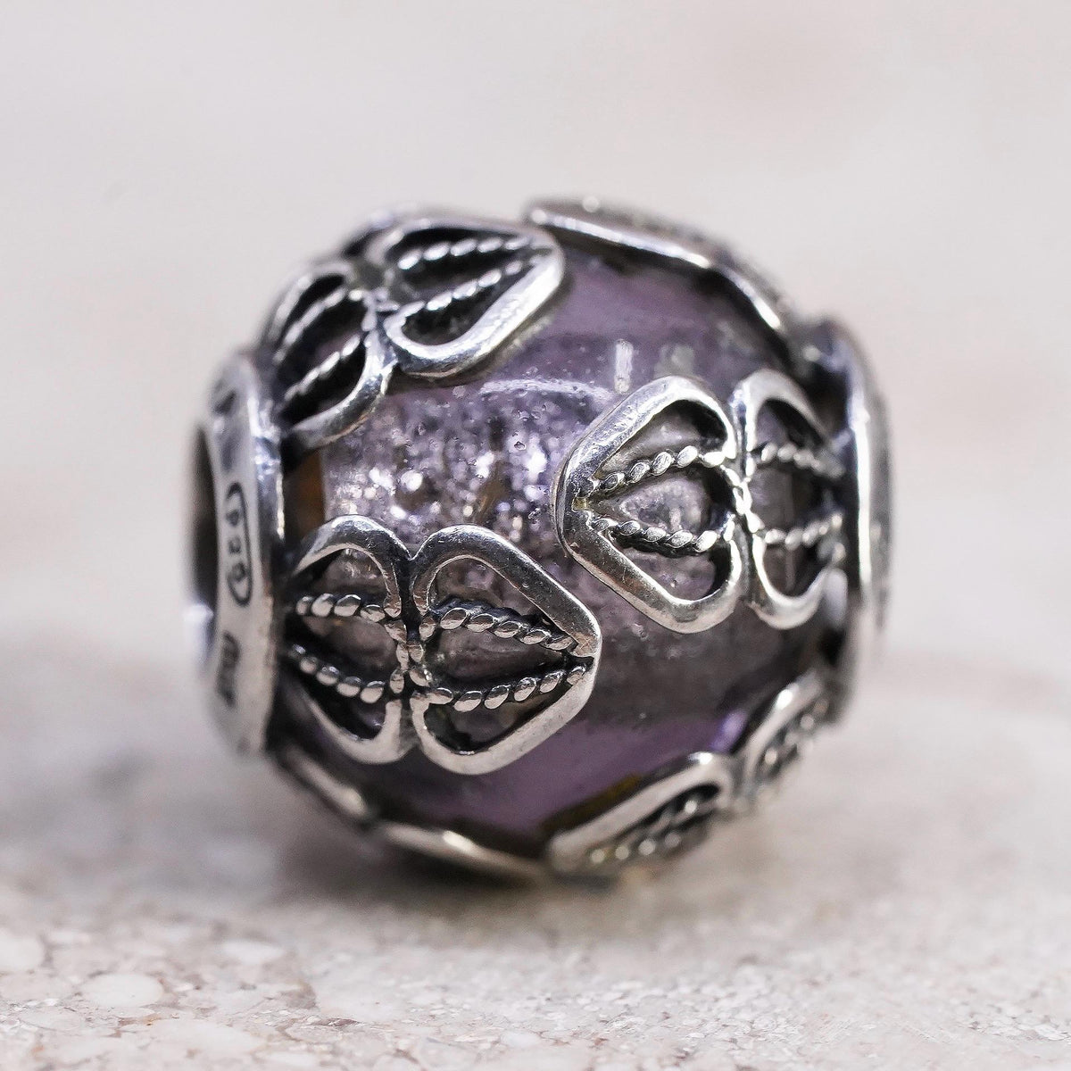 Cedora Italy 925 Sterling Silver Designer Murano Art Glass filigree Bead Charm