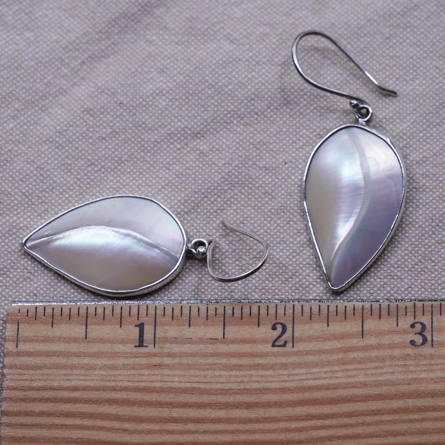 Vintage Sterling 925 silver handmade earrings with mother of pearl