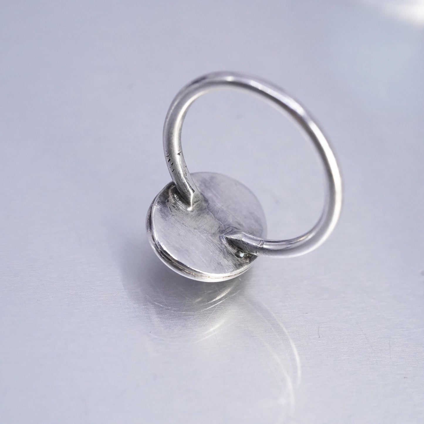 Size 9, vintage southwestern Sterling 925 silver handmade wrap ring with opal