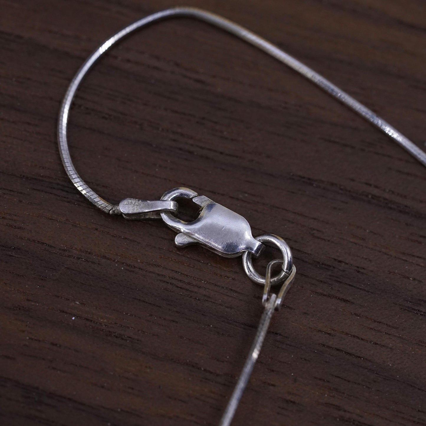 18", 1mm, vintage Sterling silver necklace, 925 snake chain with heart pendant