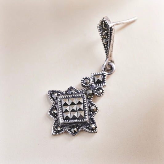 Vintage Sterling 925 silver handmade single earring with Marcasite