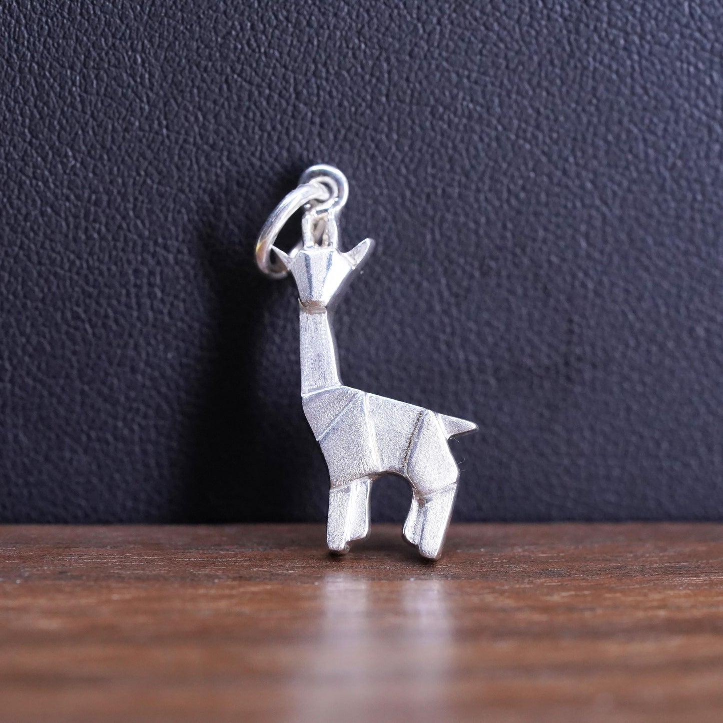 Vintage Sterling silver Handmade pendant, 925 origami giraffe charm