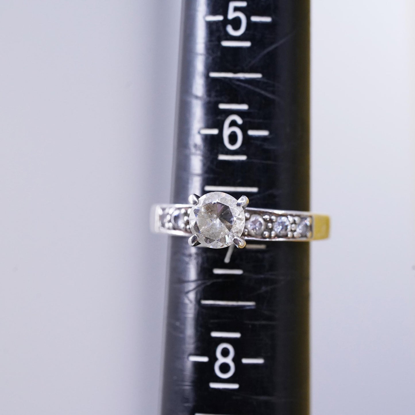 Size 7, vintage Sterling silver 925 engagement ring with cz