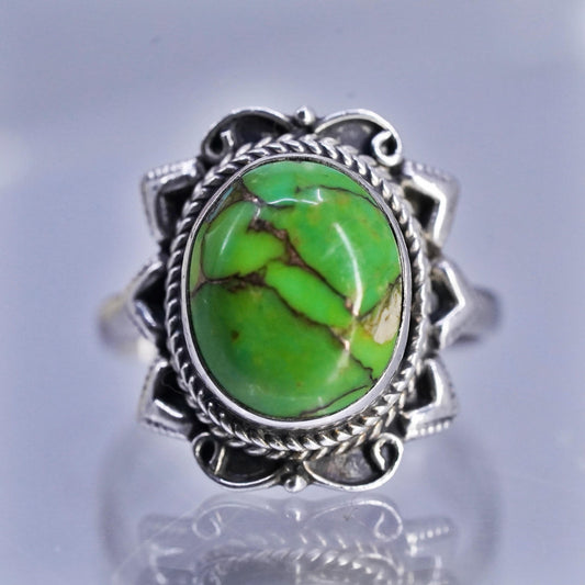 Size 7, Native American navajo Sterling 925 silver handmade ring with turquoise