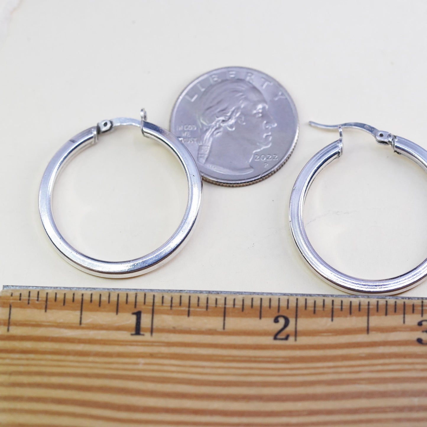 1.25", VTG Italian sterling 925 silver loop earrings, fashion textured hoops