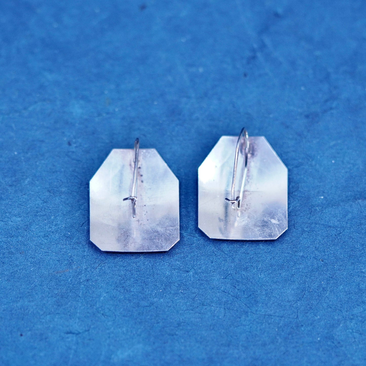 Vintage Native American Sterling Silver handmade Earrings. 925 tag dangles