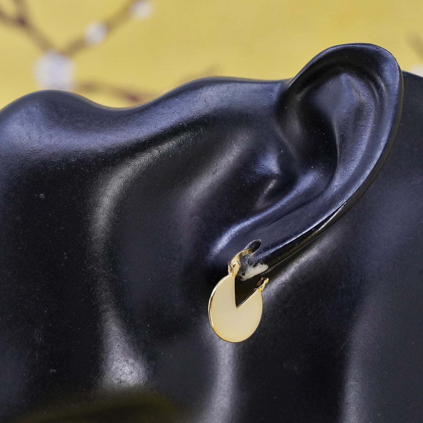 0.5", Vintage vermeil gold plated Sterling silver earrings, 925 pac Man hoops