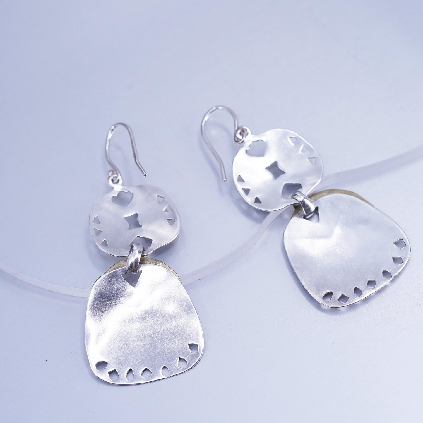 SILPADA two tone Sterling Silver 925 Faceted handmade Dangle Earrings Modernist