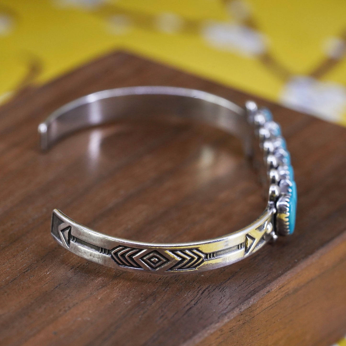 5.25”, VTG Navajo Pacific Jewelry Sterling silver bracelet, 925 cuff turquoise