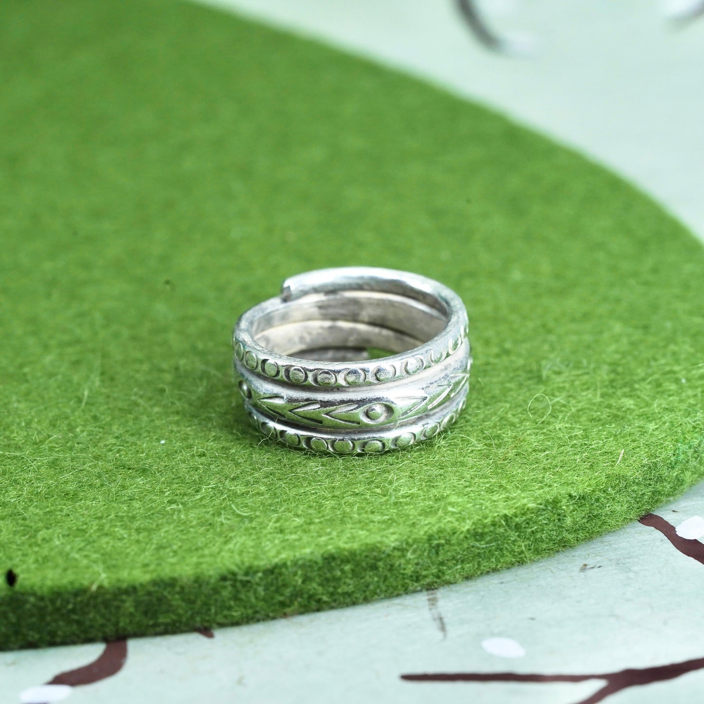 Size 5.5, vintage sterling silver handmade statement ring, 925 wrap band