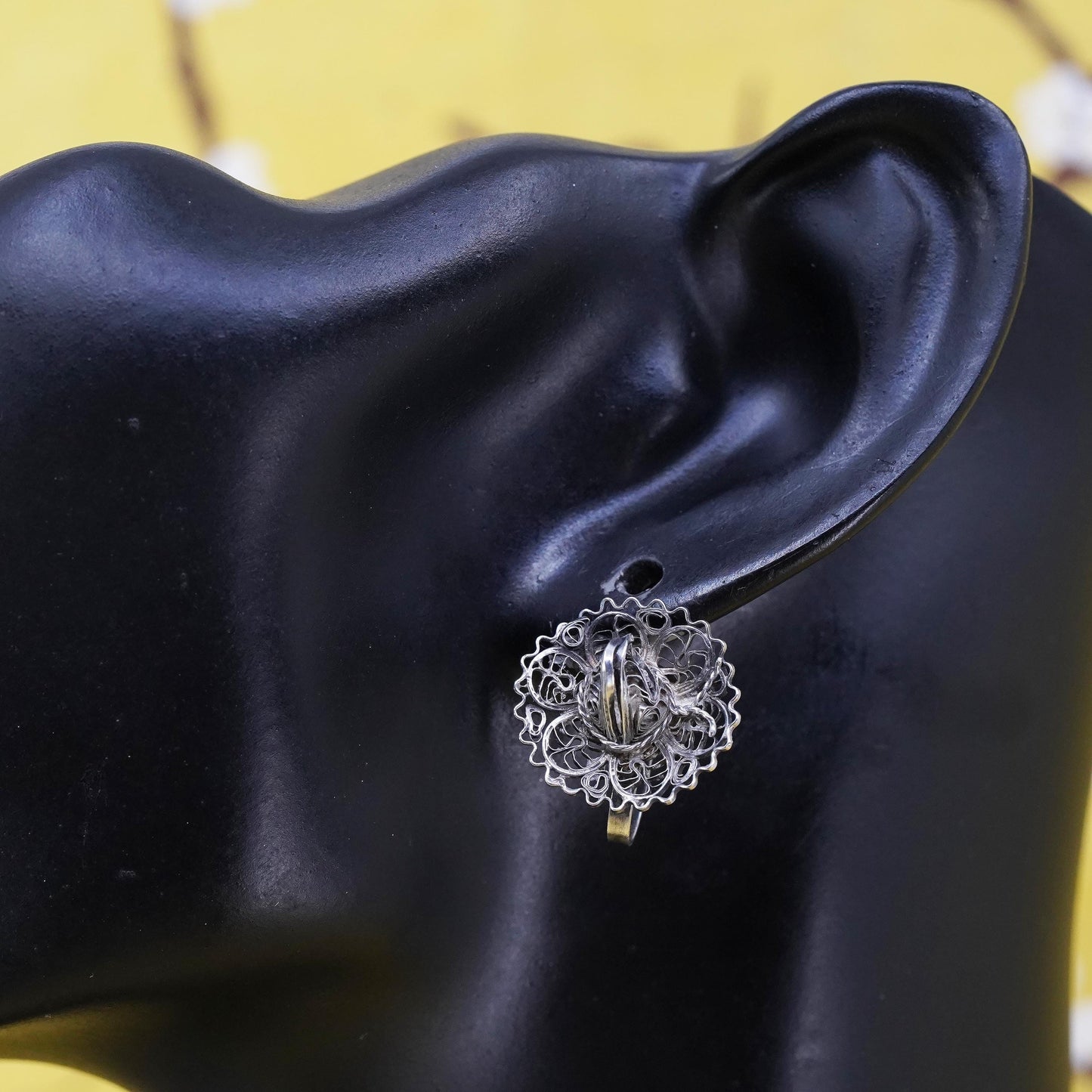 Mexican Sterling silver earrings, southwestern 925 sombrero hat screw back