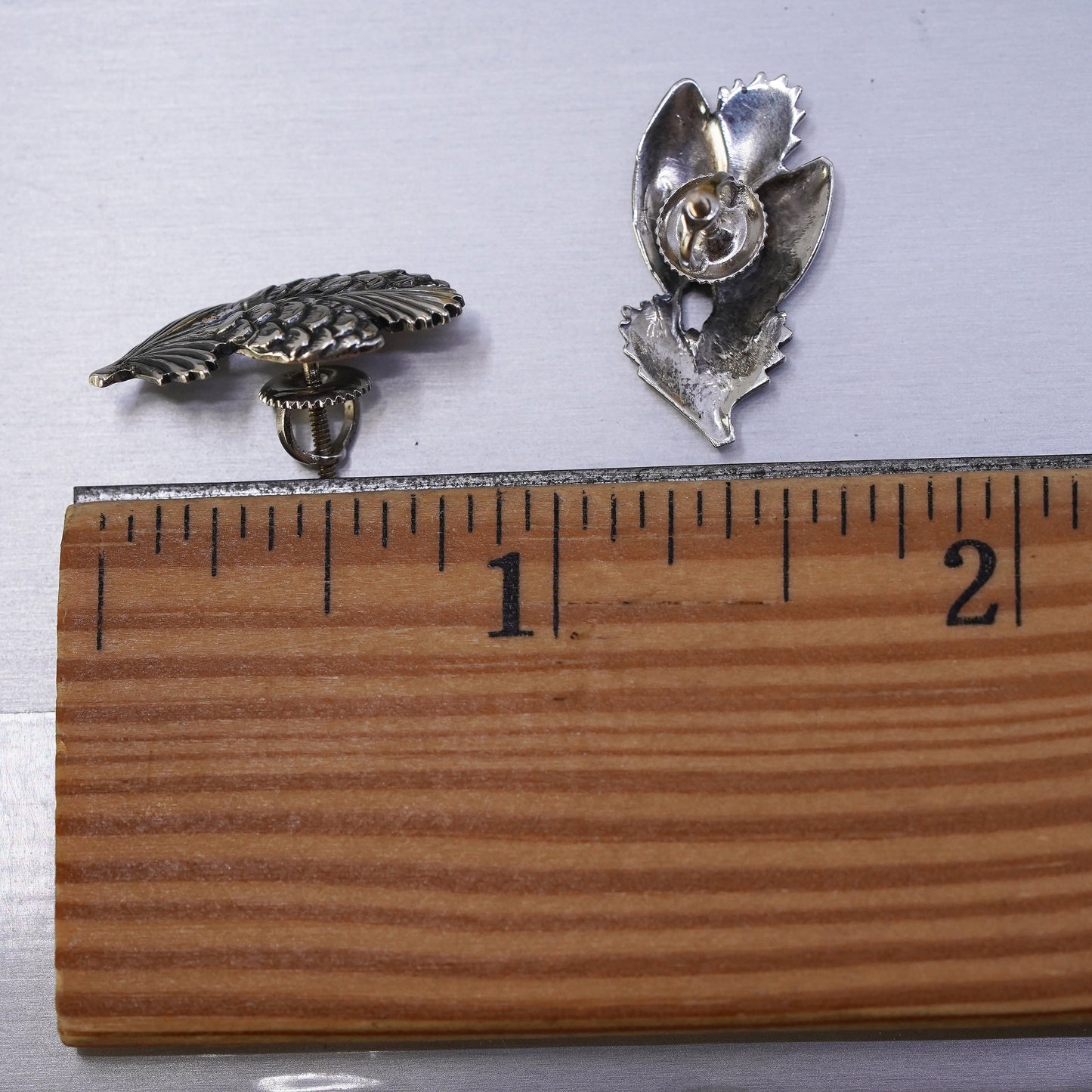 Vintage Sterling silver handmade earrings, 925 pinecone studs