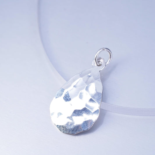 Vintage sterling 925 silver handmade hammered teardrop charm pendant