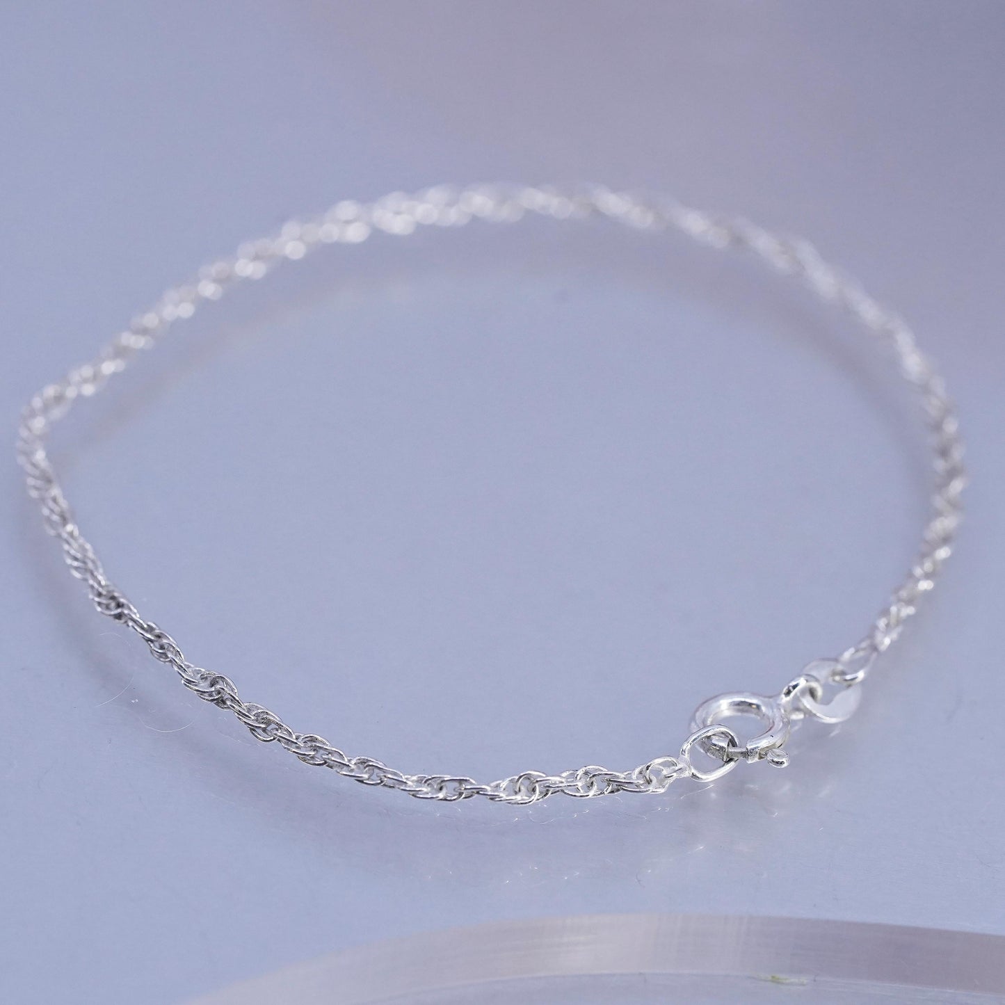 7.25" 2mm, vintage Sterling 925 silver bracelet, Singapore rope chain
