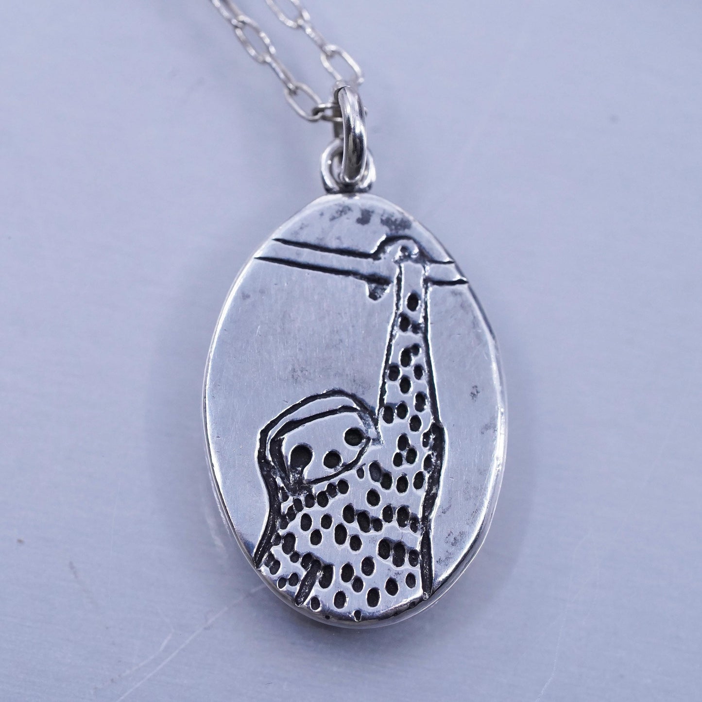 20” Sterling 925 silver circle necklace tag pendant sloth keep calm hang on
