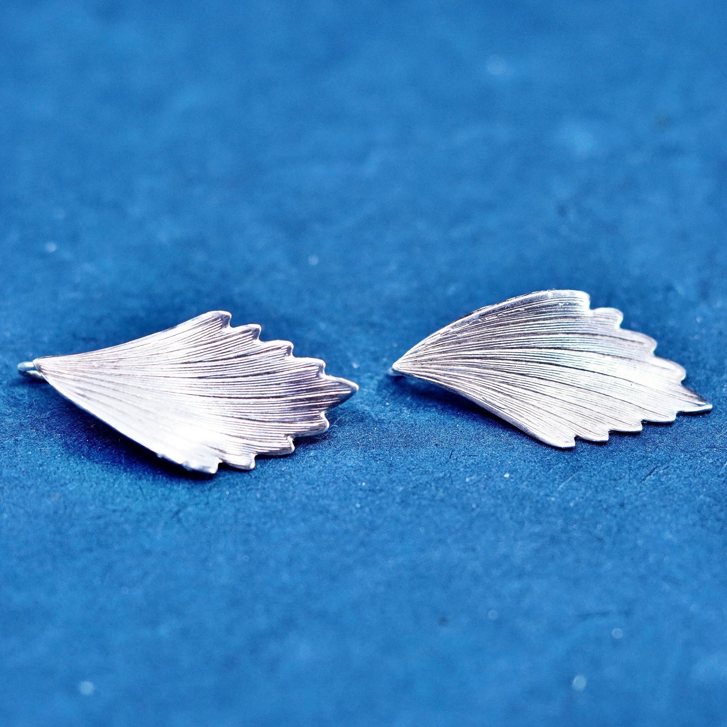 Native American southwestern sterling silver earrings, 925 feather drops