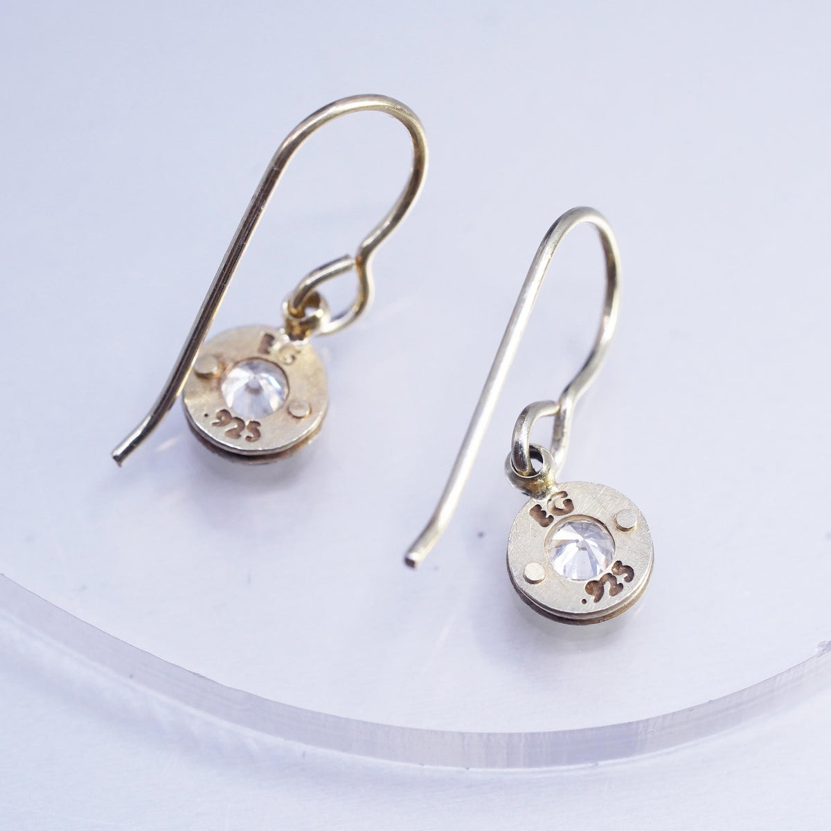 Vintage vermeil gold filled Sterling 925 silver earrings with Cz details