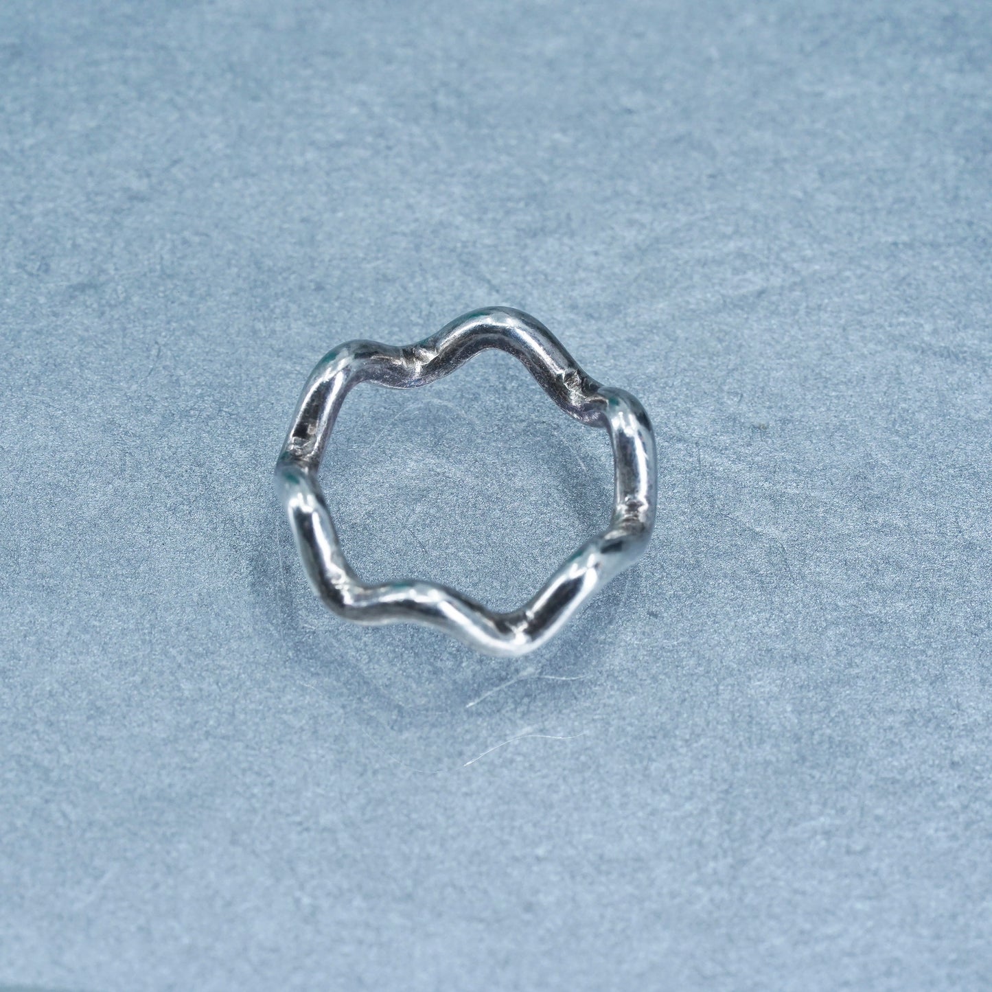Size 4.75, vintage modern Sterling 925 silver handmade ring, wavy band