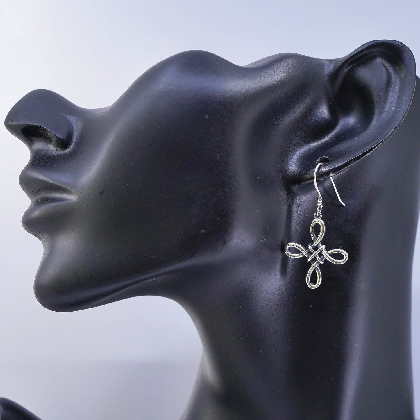 Vintage Irish Sterling 925 silver handmade filigree Celtic knot earrings