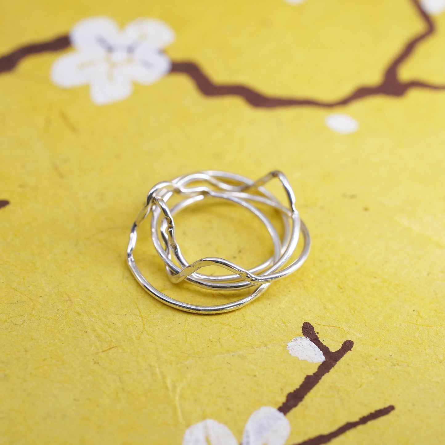 vintage Sterling silver handmade ring, puzzle 925 silver entwined band