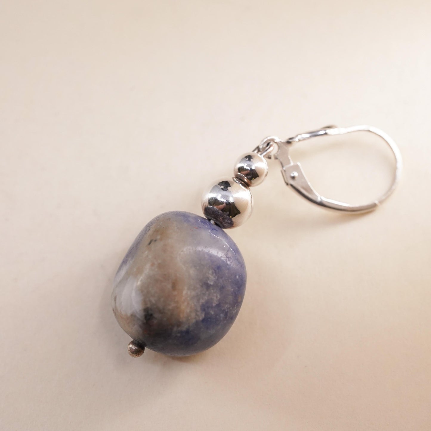 Southwestern sterling silver 925 handmade single earring with lapis lazuli