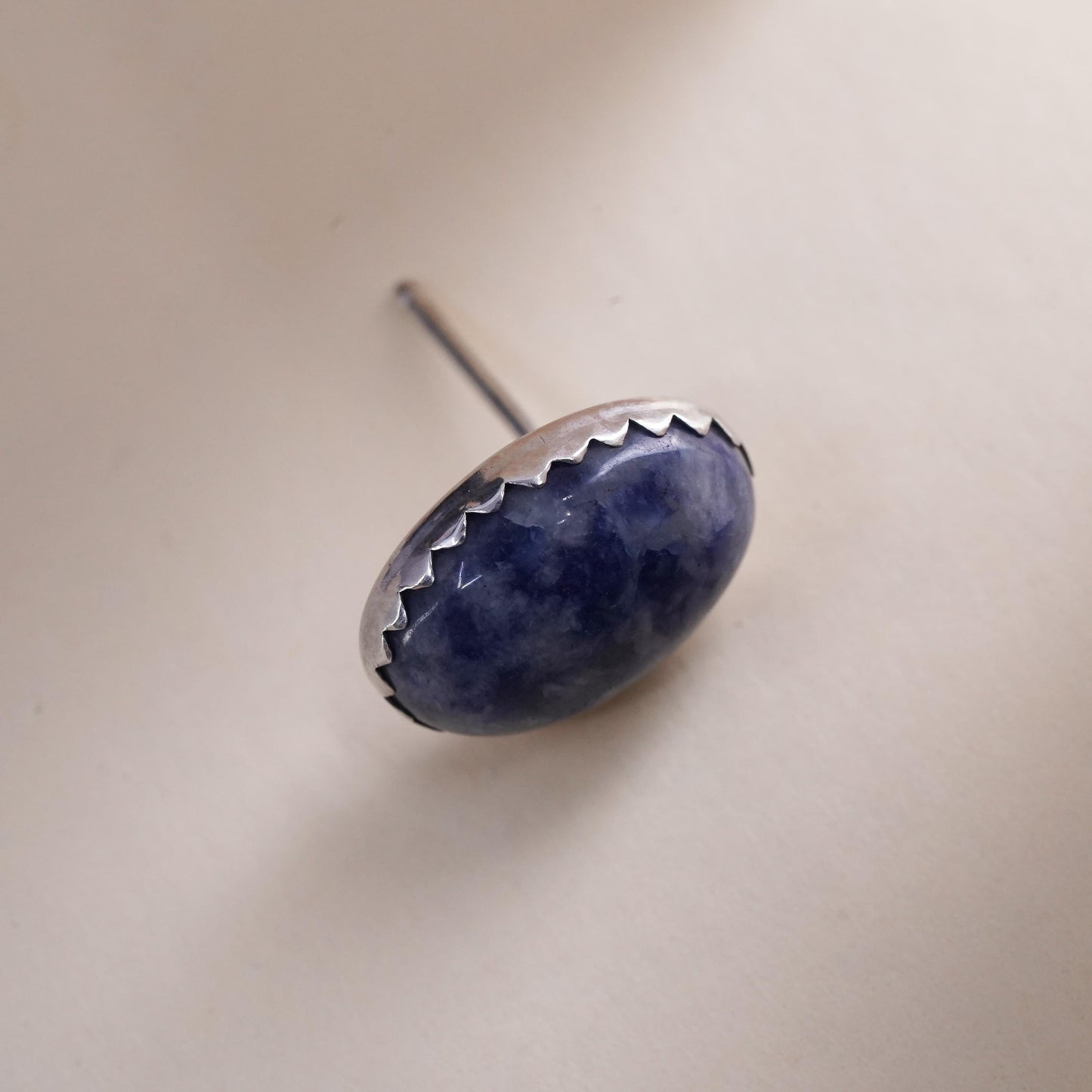 Native American Navajo single earring. Navajo Sterling 925 silver stud lapis
