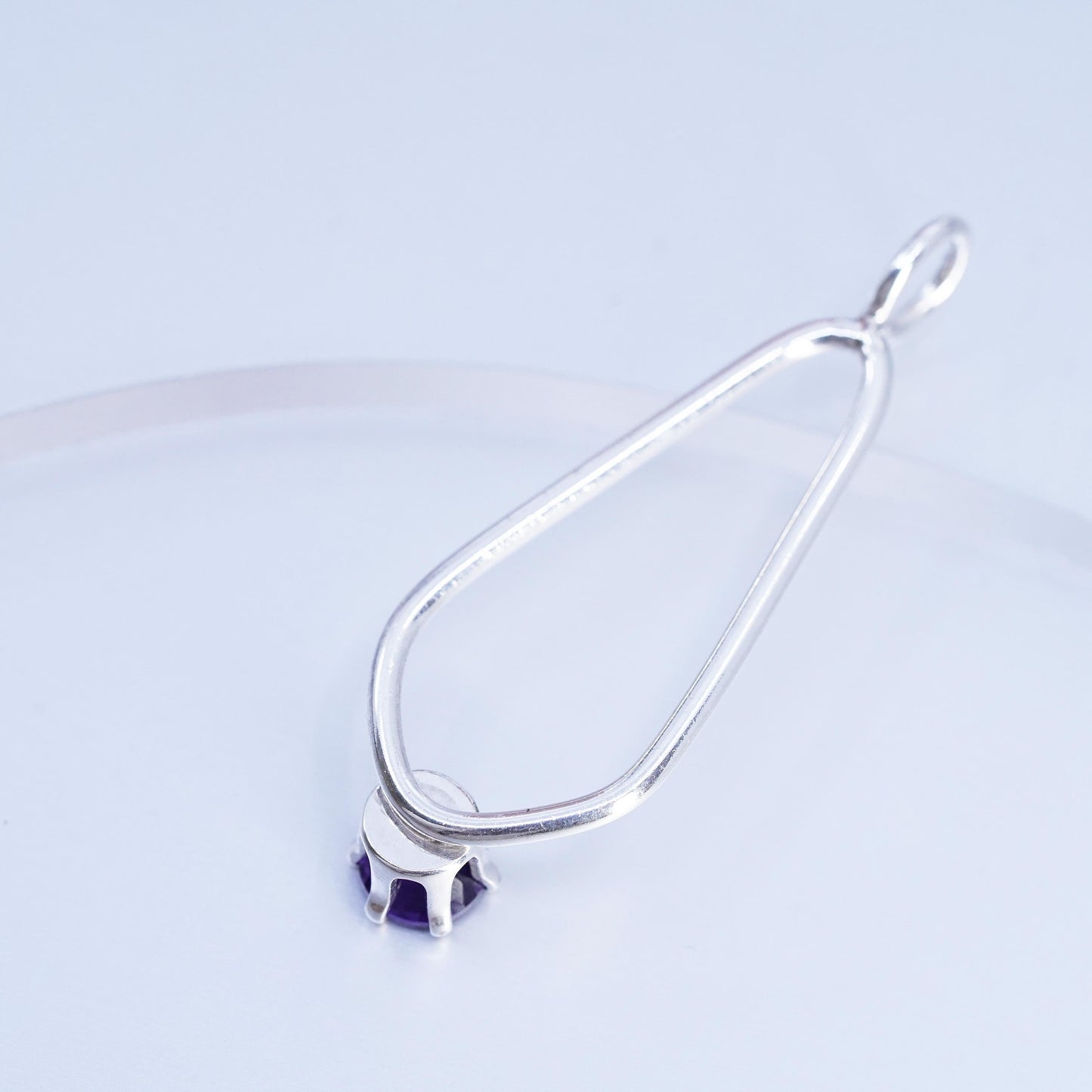 Vintage sterling 925 silver teardrop pendant with amethyst