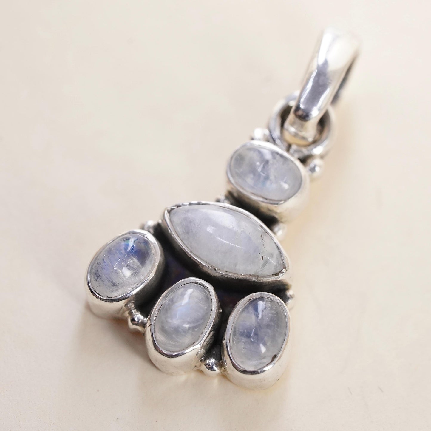Vintage Sterling 925 silver handmade pendant with moonstone