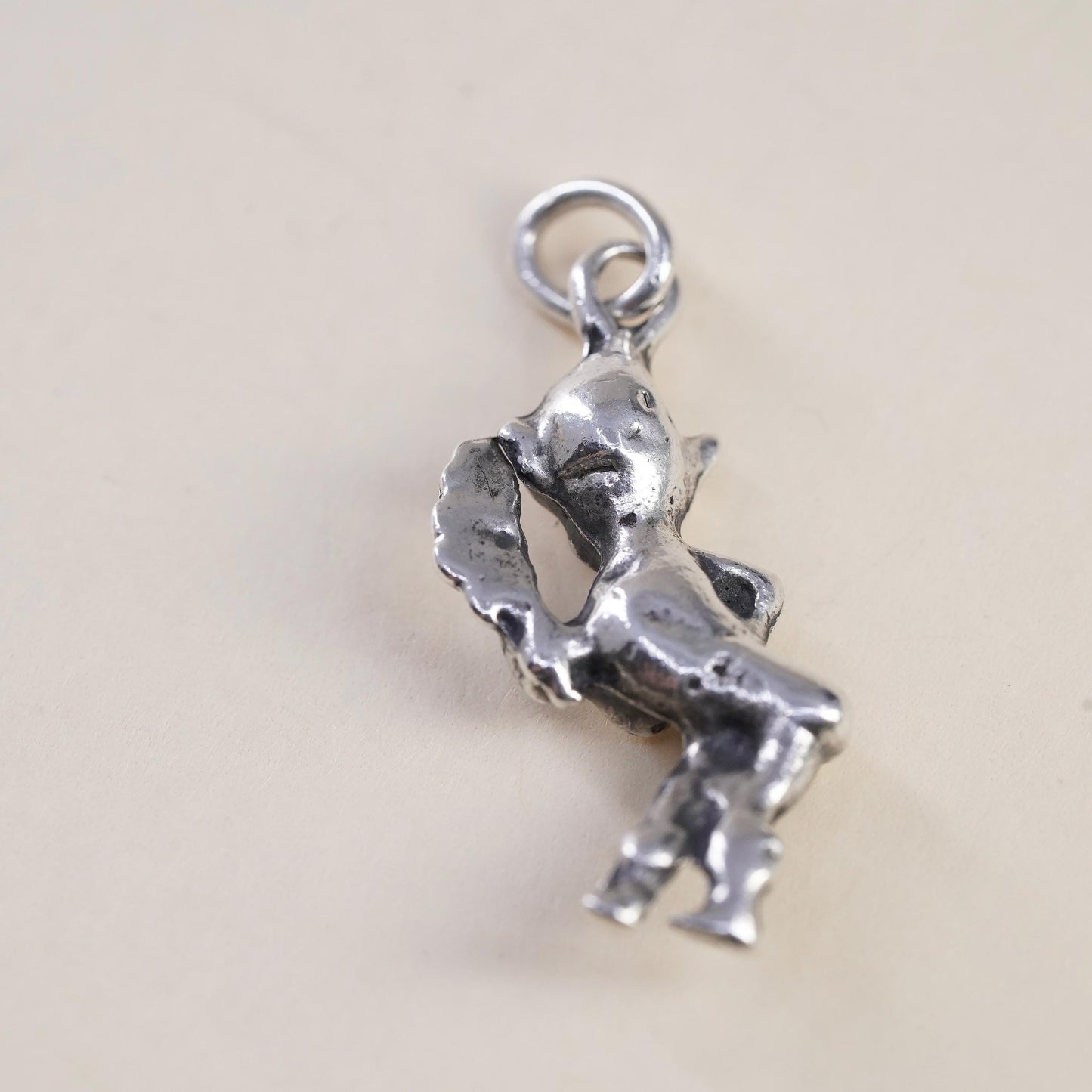 Sterling 925 Silver Devil Charm Satan Figural Pendant Demon Halloween Gothic