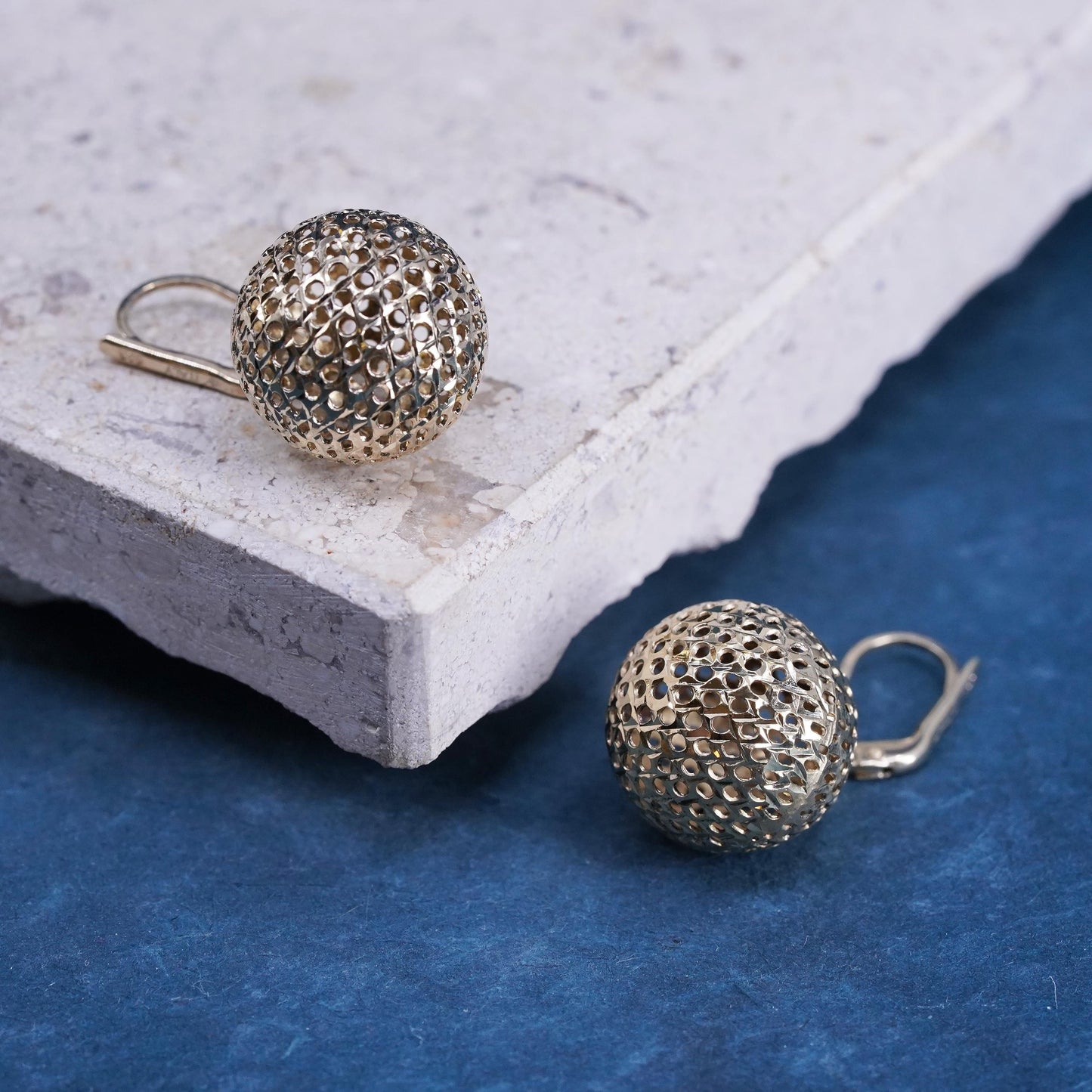 Vintage Italian vermeil gold over Sterling silver 925 earrings filigree beads