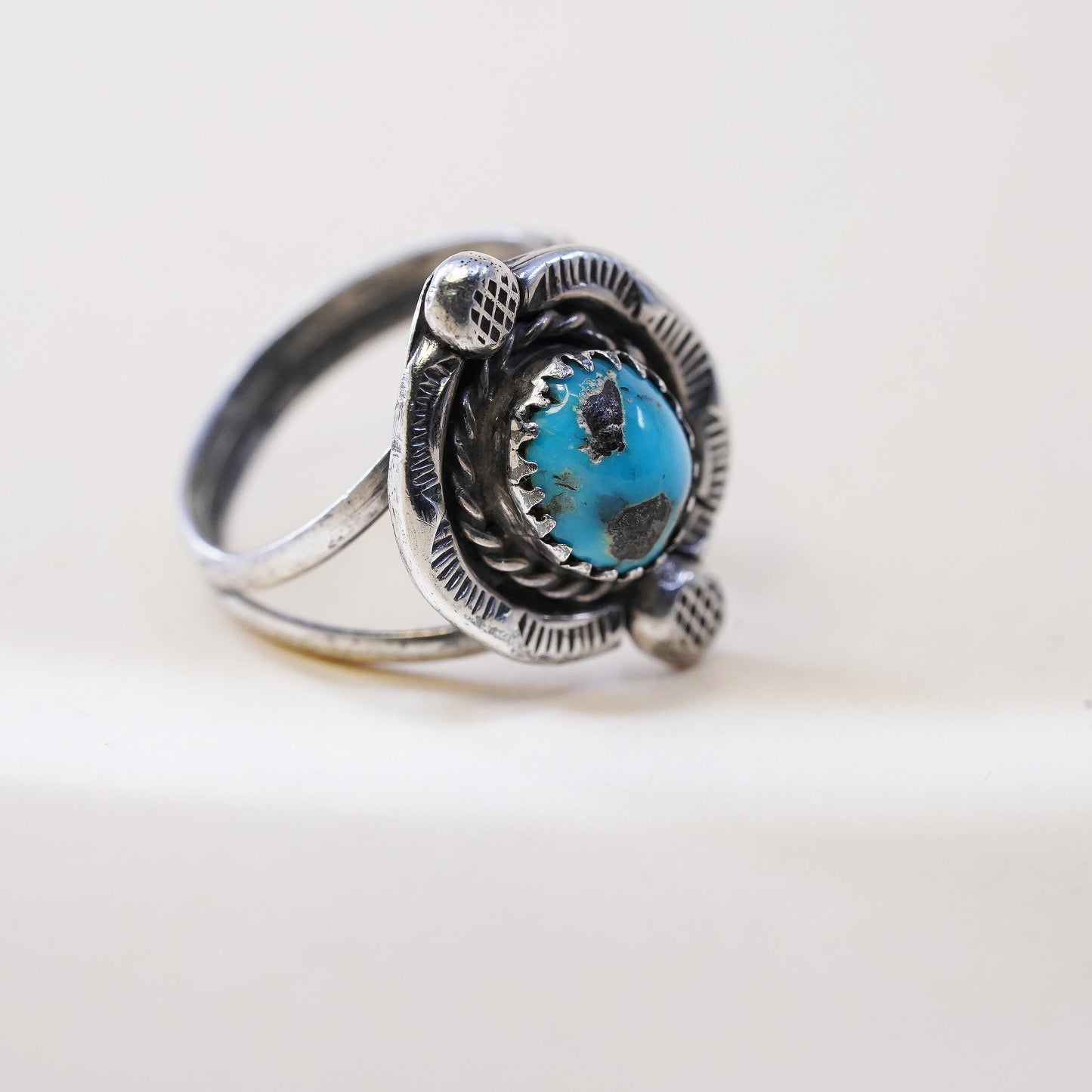 Size 5.5, Native American sterling silver ring 925 ring turquoise, southwestern