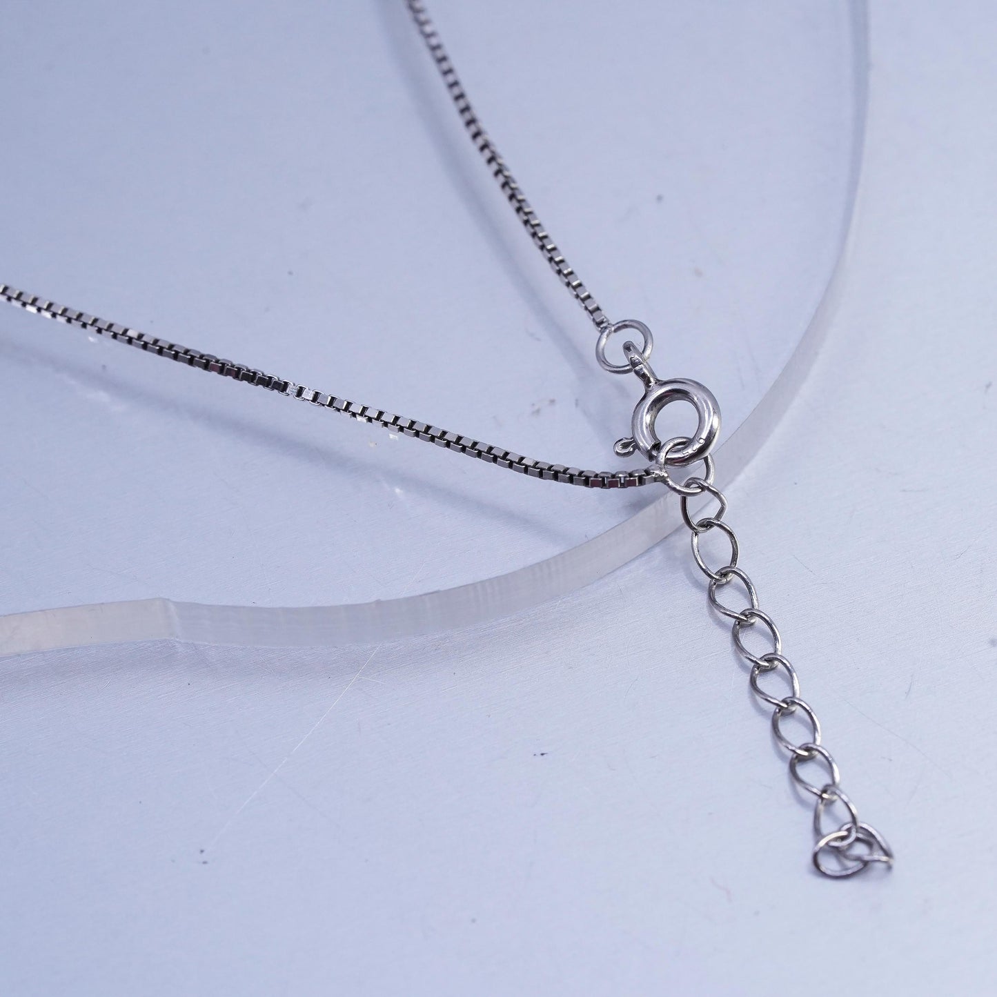 17+1" 1mm, vintage Italian 925 silver box chain necklace