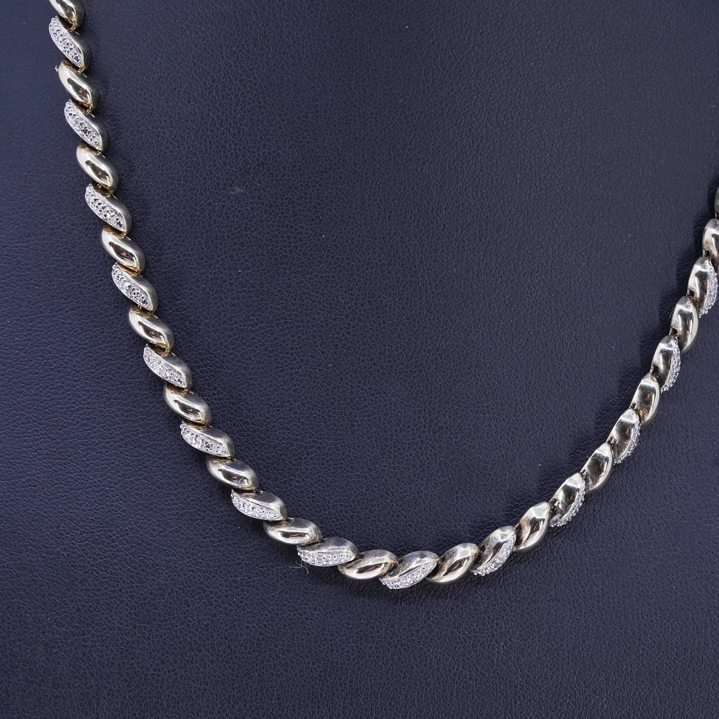 18" two tone vermeil gold over Sterling 925 silver San Marco necklace diamond
