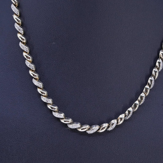 18" two tone vermeil gold over Sterling 925 silver San Marco necklace diamond