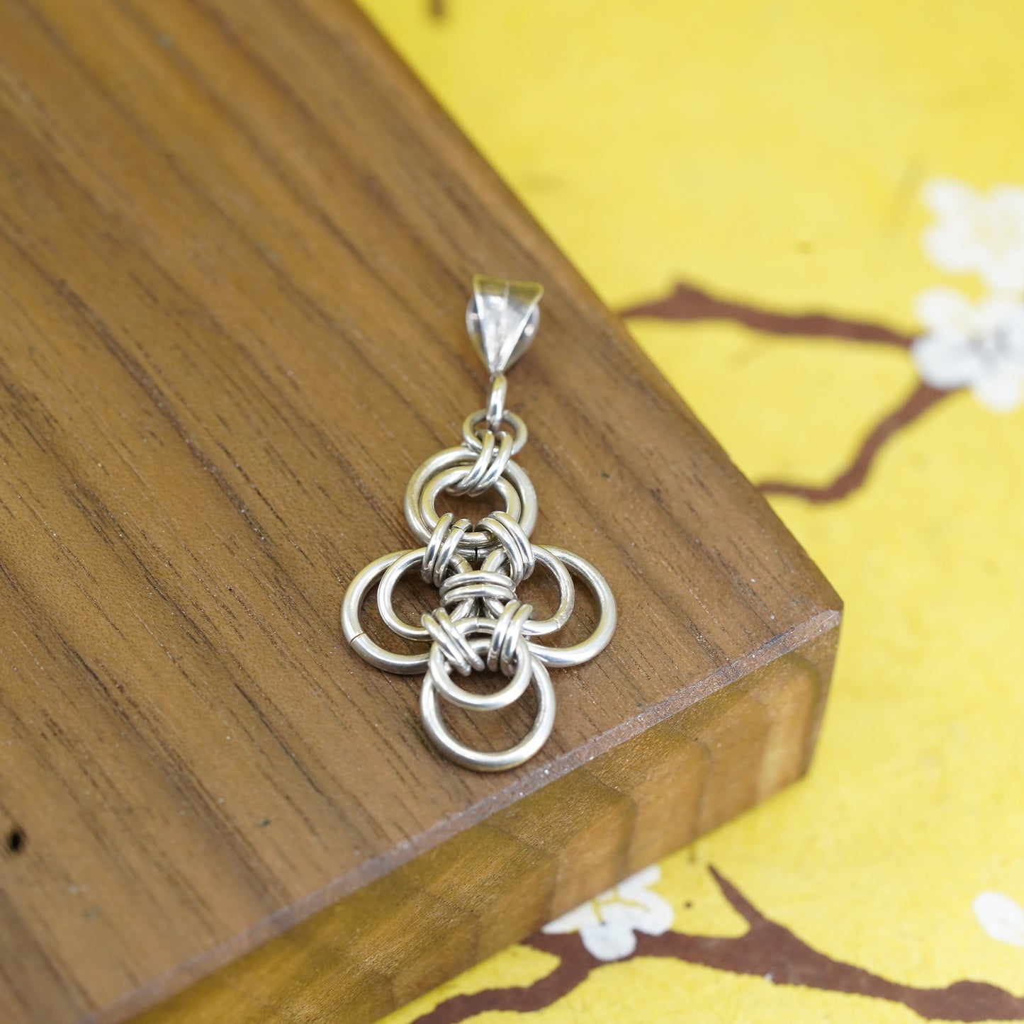 Vintage sterling silver handmade pendant, 925 entwined cross