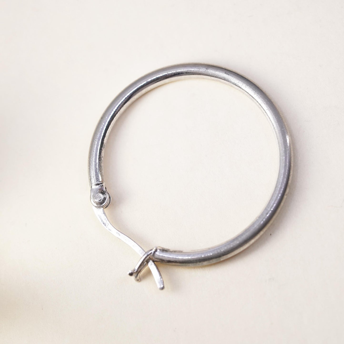1", Vintage sterling silver loop single earring, minimalist primitive hoop