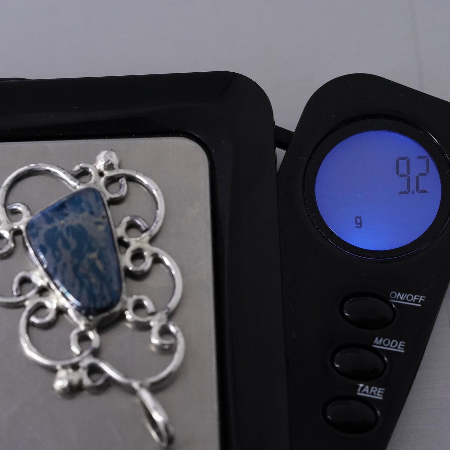 Vintage Sterling 925 silver handmade filigree pendant with hematite stone