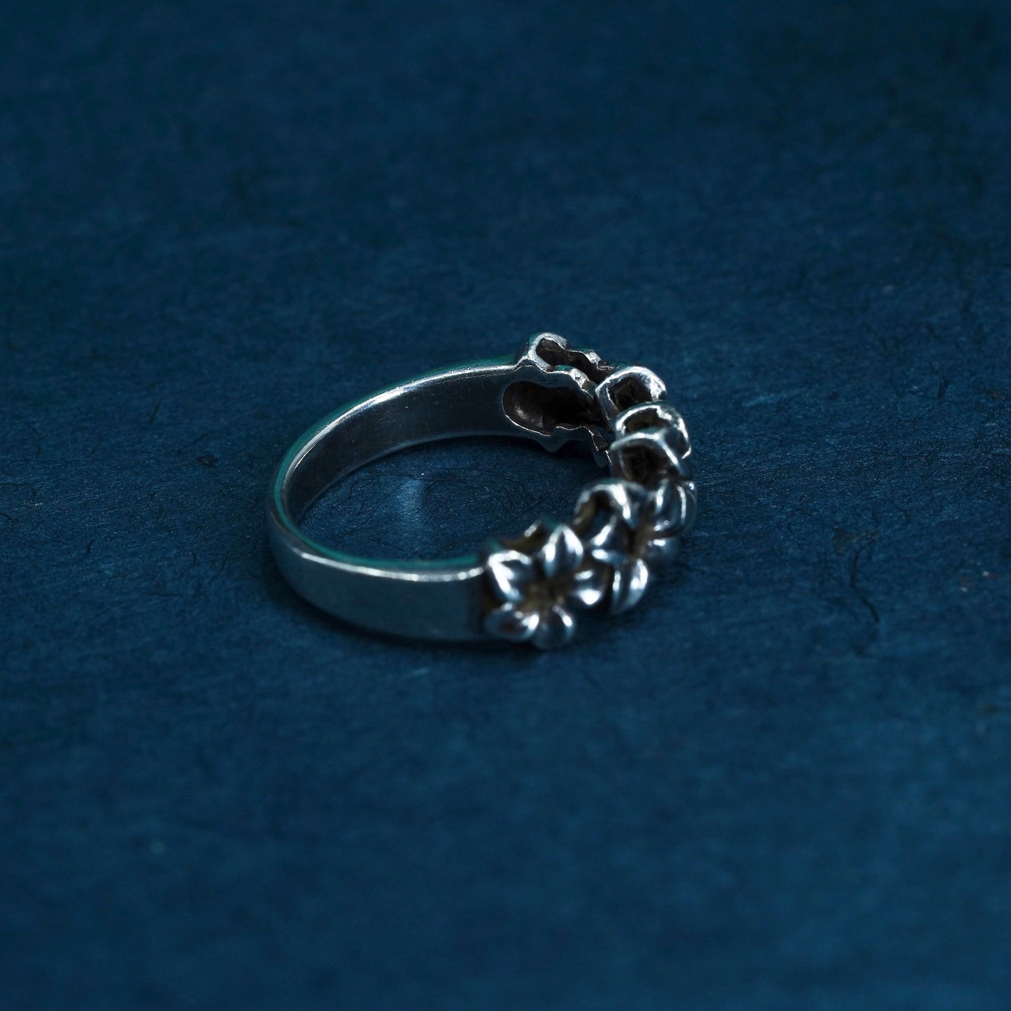 Size 5, vintage Sterling silver handmade ring, 925 plumeria flower