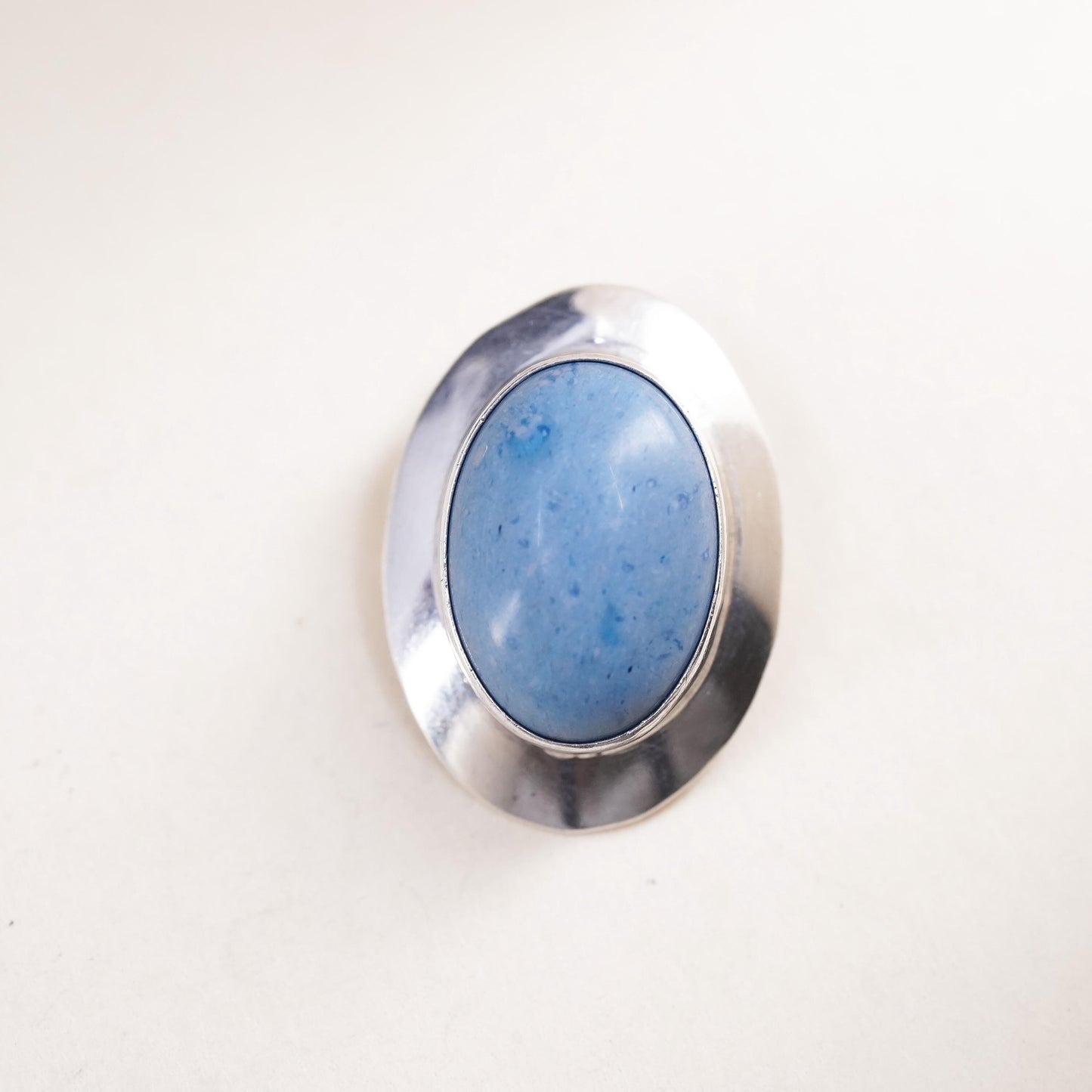 Native American sterling silver single earring, 925 oval clip on with turquoise