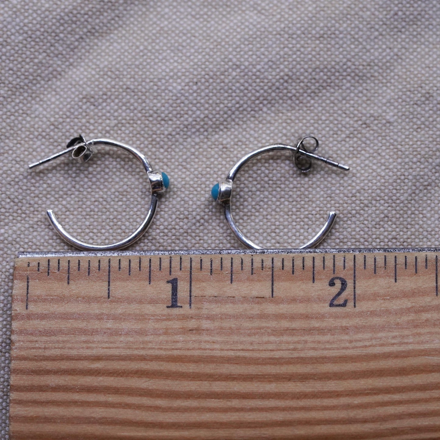 Vintage southwestern Sterling silver earrings, 925 studs hoops turquoise beads
